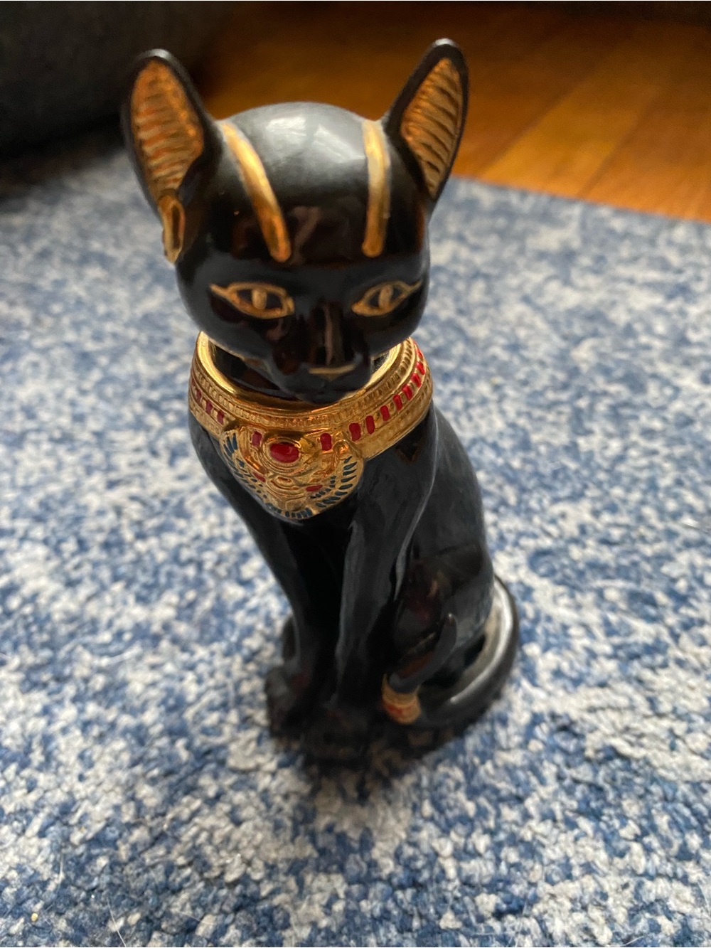 Vtg Lenox EGYPTIAN CAT GODDESS FIGURINE Porcelain Black Gold Accent 1995 Retired